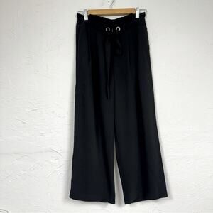 Tahari Black Wide Leg Trousers Dress Pants Women 4 Paperbag Waist Classic Preppy